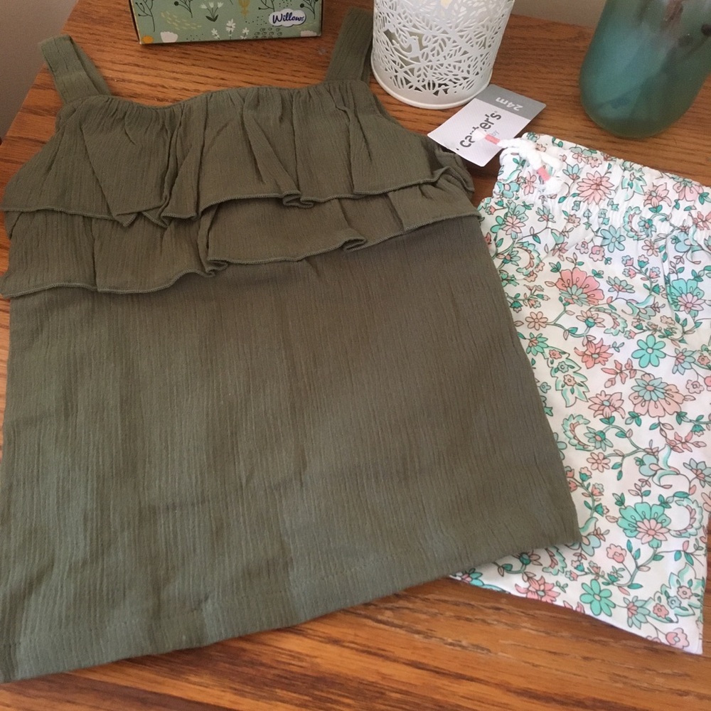 Carters 2 piece legging set 24M green